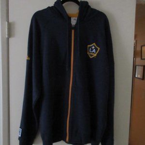 LA Los Angeles Galaxy Adidas Sweatshirt Hoodie Zipper Blue Gold Mens XL Beckham